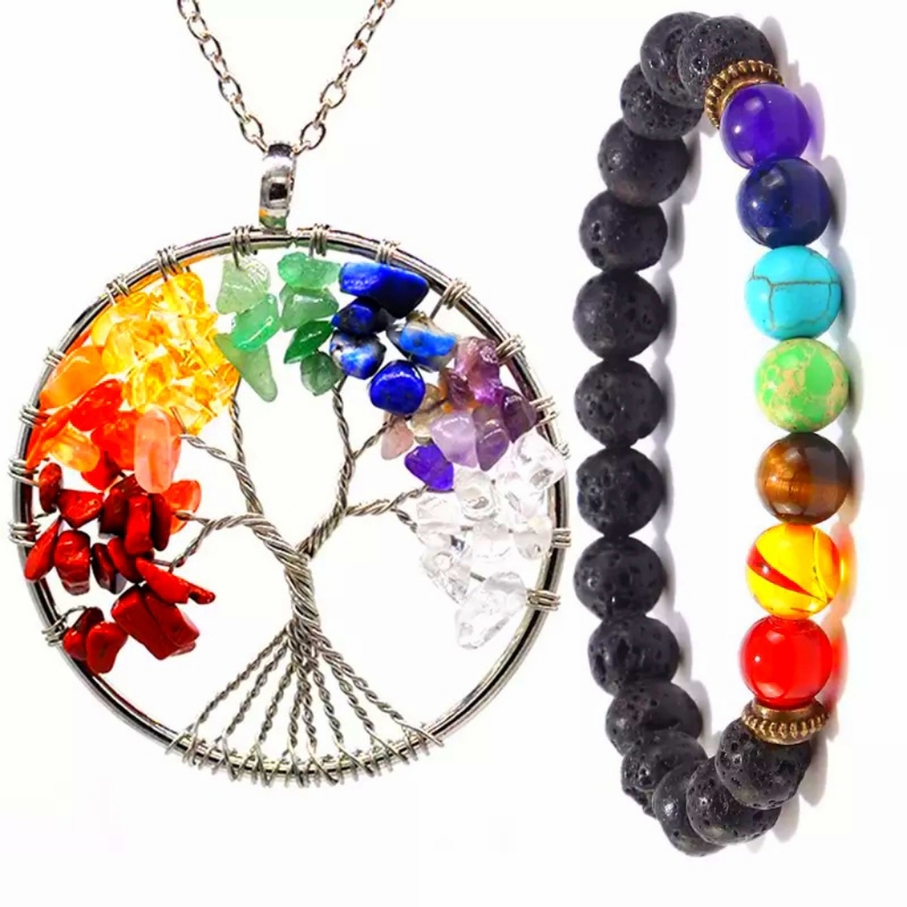 Tree of life seven chakra reiki necklace and bracelet.